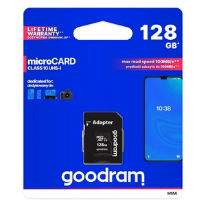 Goodram microSD memory card 128GB 100MB/s class 10 UHS I with SD adapter