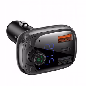 Car charger + FM transmiter BASEUS (S-13) (2xUSB;1xUSB-C) black