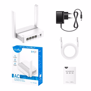 Cudy WR1200E belaidis maršrutizatorius Greitas eternetas Dviguba juosta (2,4 GHz / 5 GHz) Balta