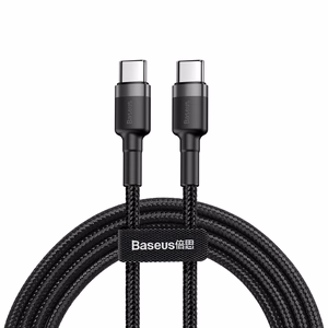 USB-C PD kabelis Baseus Cafule PD 2.0 QC 3.0 60W 1 m (juodas/pilkas)