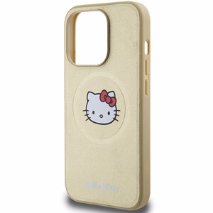 Hello Kitty odinis Kitty Head magnetinis dėklas telefonui iPhone 15 Pro - auksinis