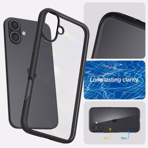 Spigen Ultra Hybrid dėklas iPhone 16 – matinė juoda