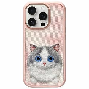 Nimmy Didelės akys augintinis 2.0 Katės dėklas telefonui iPhone 16 Pro Max - rožinė