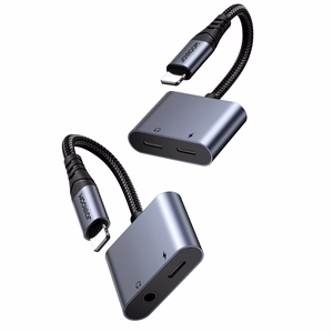 2‑in‑1 garso adapteris Joyroom SY-L02 Lightning į dvigubą Lightning (juodas)