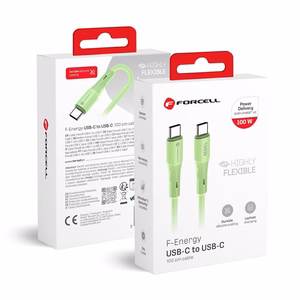 Кабель USB C to USB C Forcell F-Energy QC4.0 PD 5A 100W Silicone 1 m C347 зелёный