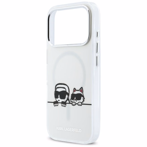 Karl Lagerfeld IML Karl & Choupette Peekaboo Logo MagSafe Dėklas for iPhone 17 Pro - baltas