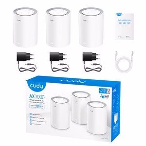 Cudy AX3000 Wi-Fi 6 Mesh 2.5G Solution Dviguba juosta (2,4 GHz / 5 GHz) Wi-Fi 6 (802.11ax) Balta Vidinis