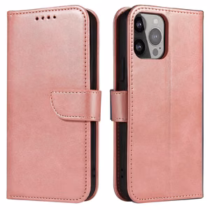 Magnet Case для Samsung Galaxy S23 Ultra чехол с флип-кошельком и подставкой розовый