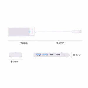 Orico PAPW2AC-C3 USB Hub 4-port 2x USB-A 3.0 1x USB-C 3.0 with USB-C PD 100W charging 0.15m - white