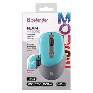 DEFENDER FEAM MM-296 RF tylioji pelė mėtų spalvos