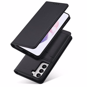 Magnetinis kortelių dėklas Samsung Galaxy S22 + (S22 Plus) piniginė kortelių laikiklis juodas