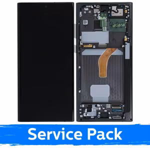 LCD ekranas suderinamas su Samsung S908 S22 Ultra su rėmeliu / Phantom Black / (Service Pack)