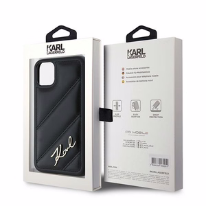 Karl Lagerfeld Diagonal Quilted Script dėklas telefonui iPhone 11 / Xr - juodas
