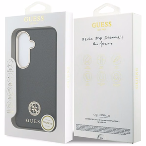 Guess dėklas Rhinestone Round Logo MagSafe skirtas Samsung Galaxy S26 juodas