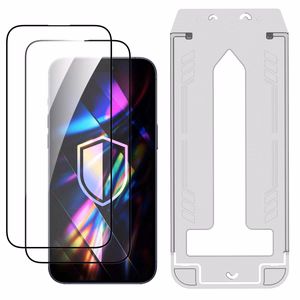 LCD tempered glass (2 pcs.) with applicator 3mk Hardy Hardura 9H Apple iPhone 15/16 black