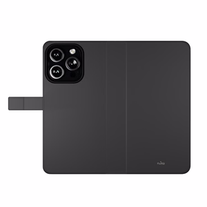 Puro Wallet Magnetinis nuimamas 2in1 PU odinis dėklas su atvartu ir pinigine telefonui iPhone 16 Pro - juodas