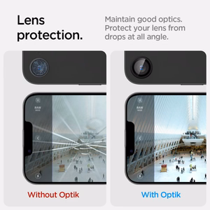 Spigen Optik Pro GLAS.TR "Ez Fit" Camera Cover 2-pack for iPhone 16e / 17e - Black