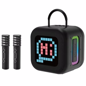 Blavec nešiojama Bluetooth garso kolonėlė WS-09 Karaoke Fun - 10W su 2 mikrofonais ir ekranu (WS09-2MB) juoda