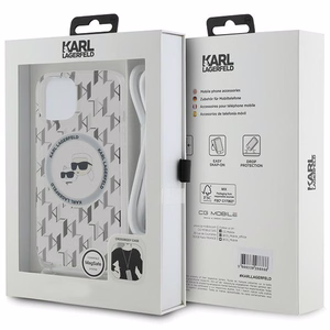 Karl Lagerfeld IML Crossbody Monogram Karl & Choupette Head Magnetinis dėklas telefonui iPhone 15 / 14 / 13 – permatomas