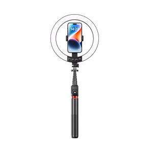 Blavec Selfie žiedo lempa Aluminium Aura LED RGB žiedas P-50 25cm trikojis + nuotolinio valdymo pultas + 2,3 metrai (RLP50-TRB23) juoda
