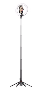 Blavec Selfie žiedo lempa Aluminium Aura LED RGB žiedas P-50 25cm trikojis + nuotolinio valdymo pultas + 2,3 metrai (RLP50-TRB23) juoda