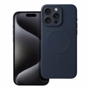 Чехол для iPhone 15 Pro Max силиконовый Mag Cover совместимый с MagSafe титановый синий