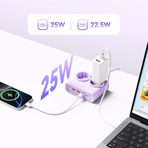 Orico PDC25 25W 6in1 удлинитель 2x AC + 2x USB-A + 2x USB-C - фиолетовый