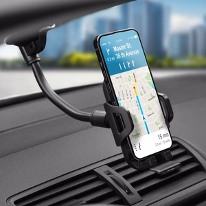 Automobilinis universalus telefono laikiklis Forcell (17cm) Long arm tvirtinamas ant prietaisų skydelio, juodas
