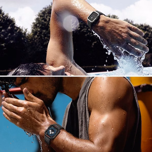 Protect Strap Band for Apple Watch 38/40/41mm Armored Case Strap - Black, Silver