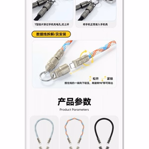 Кабель USB Essager "Rope" синий/красный 60W "Type-C / Type-C" 30cm