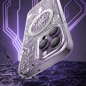 Kingxbar PQY Geek Series magnetinis dėklas telefonui iPhone 14 Pro Max MagSafe sidabrinis