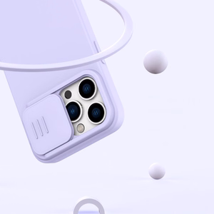 Nillkin CamShield Silky Silikoninis dėklas iPhone 14 Pro Max silikoninis dėklas su kameros apsauga mėlynas