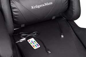 Žaidimų kėdė Kruger&Matz GX-150 su LED apšvietimu, juoda