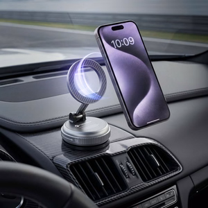 Forcell F-Grip Magic Mag magnetinis automobilinis telefono laikiklis su siurbtuku, suderinamas su „MagSafe“ – juodas