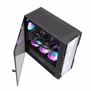 Darkflash DK431 stiklinis kompiuterio korpusas (juodas) + 4 RGB ventiliatoriai