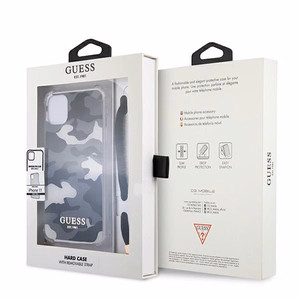 Guess GUHCN61KSARBK iPhone 11 6.1" / Xr juodas/juodas kietas dėklas Camo kolekcija