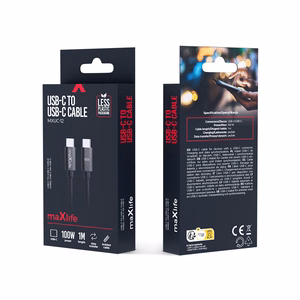 Maxlife MXUC-12 Кабель USB-C - USB-C 1,0 m 100W чёрный