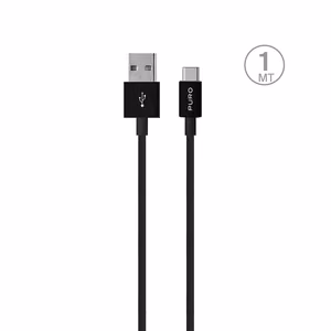 Puro White USB-A - USB-C kabelis 1m - juodas