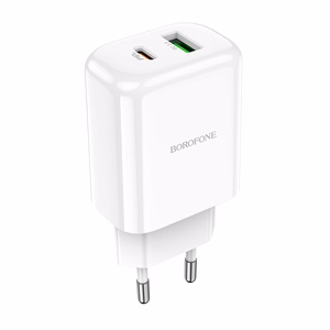 Borofone сетевое зарядное устройство BN4 Potential - USB + Type C - QC 3.0 PD 2.0 20W белый
