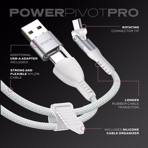 STATIK PowerPivot Pro нейлоновый плетеный кабель, USB-C – USB-C, 3 м, белый
