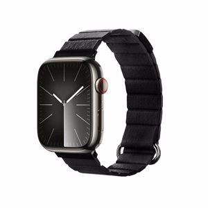 Магнитный ремешок Crong Eclipse из экокожи для Apple Watch 44 / 45 / 46 / 49 мм, чёрный