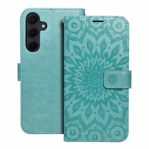 MEZZO knygos tipo dėklas telefonui SAMSUNG A35 5G su mandala, žalias