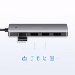 Ugreen USB Šakotuvas - 4x USB 3.2 Gen 1 su micro USB maitinimo prievadu pilkas (CM219 50985)
