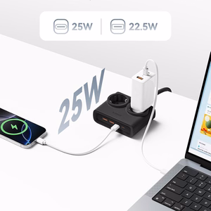 Orico PDC25 25W 6in1 удлинитель 2x AC + 2x USB-A + 2x USB-C - черный