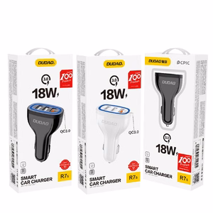 Automobilinis įkroviklis Dudao "R7S" baltas 18W (1xQC3.0 / 2xUSB)