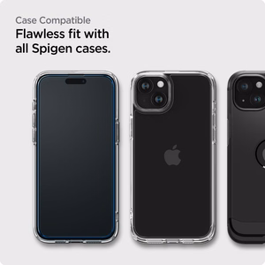 Spigen ALM Glass FC grūdintas stiklas iPhone 15 Plus - juodas 2 vnt.