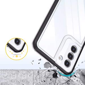 Skaidrus 3in1 dėklas Samsung Galaxy S22 + (S22 Plus) rėmelio gelis juodas