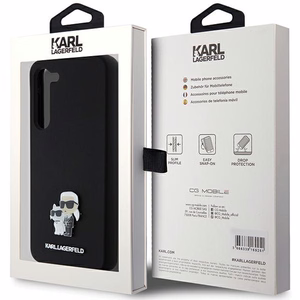 Karl Lagerfeld Silikoninis Karl&Choupette Metal Pin dėklas Samsung Galaxy S24+ - juodas