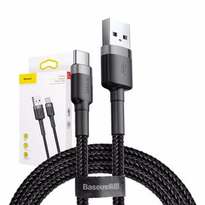 Baseus Cafule USB-C kabelis 2A, 2 m, pilka/juoda (CATKLF-CG1)