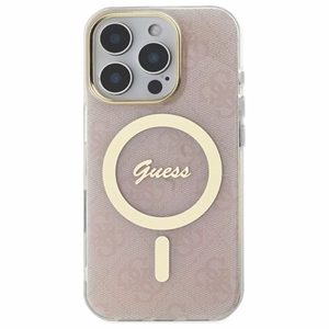 Guess IML 4G Magnetinis dėklas iPhone 16 Pro Max - rožinis